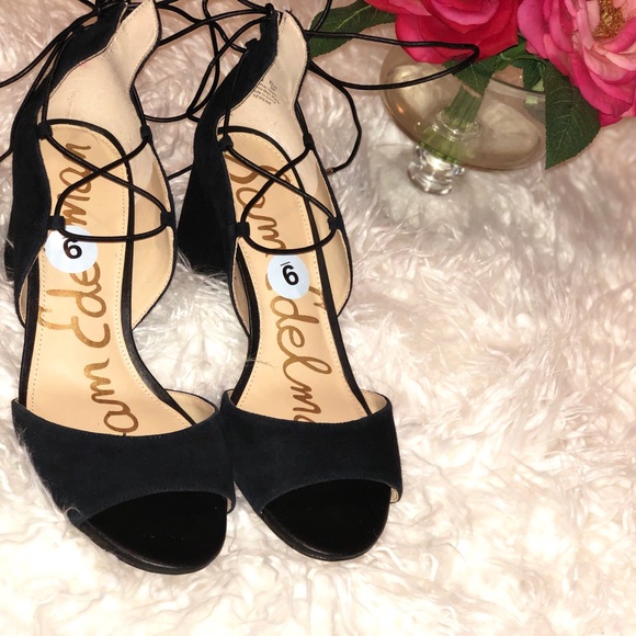 Sam Edelman Shoes - Sam Edelman Black Suede Gladiator Chunky Heel